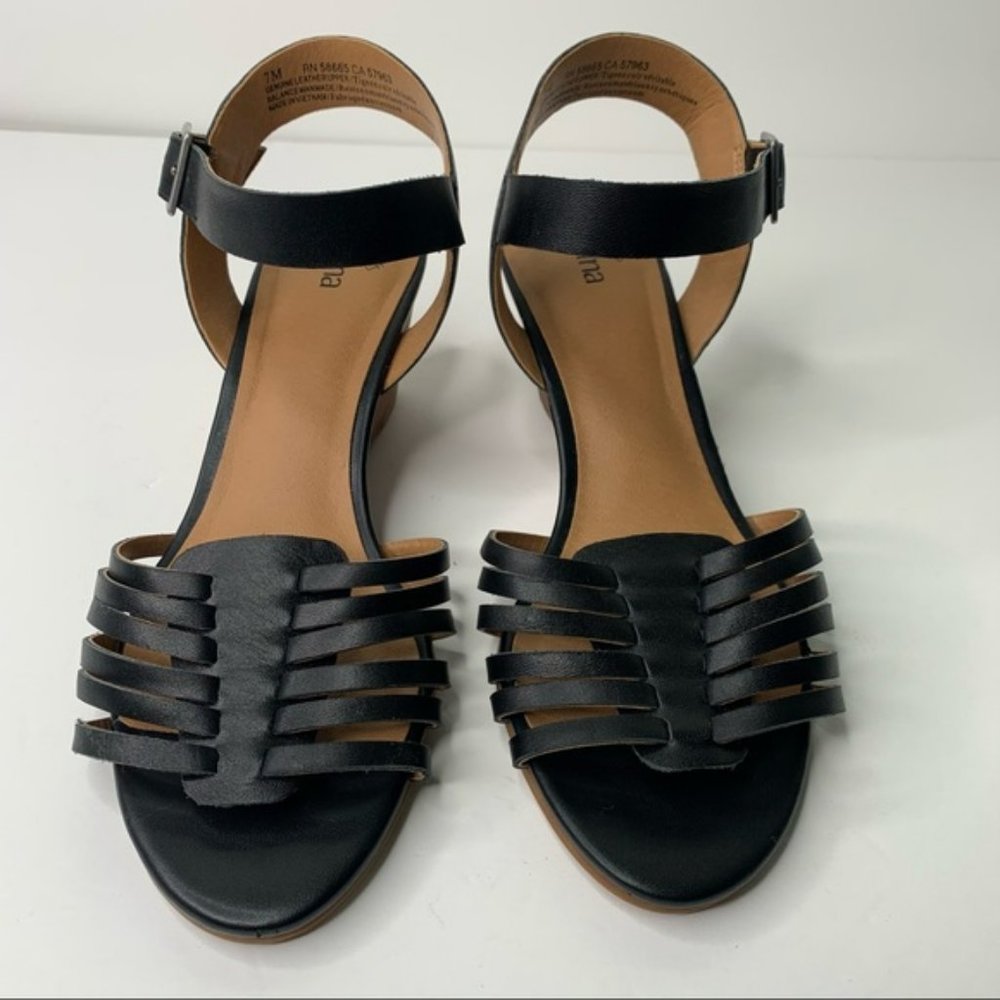 SOLD !!! Susina Black Cage Terra Wedge Sandal